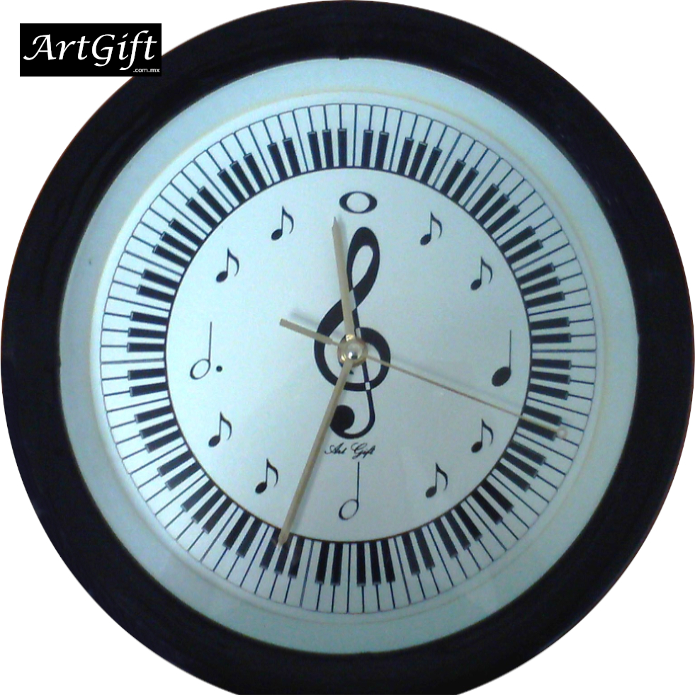 Reloj decorativo de pared con notas musicales